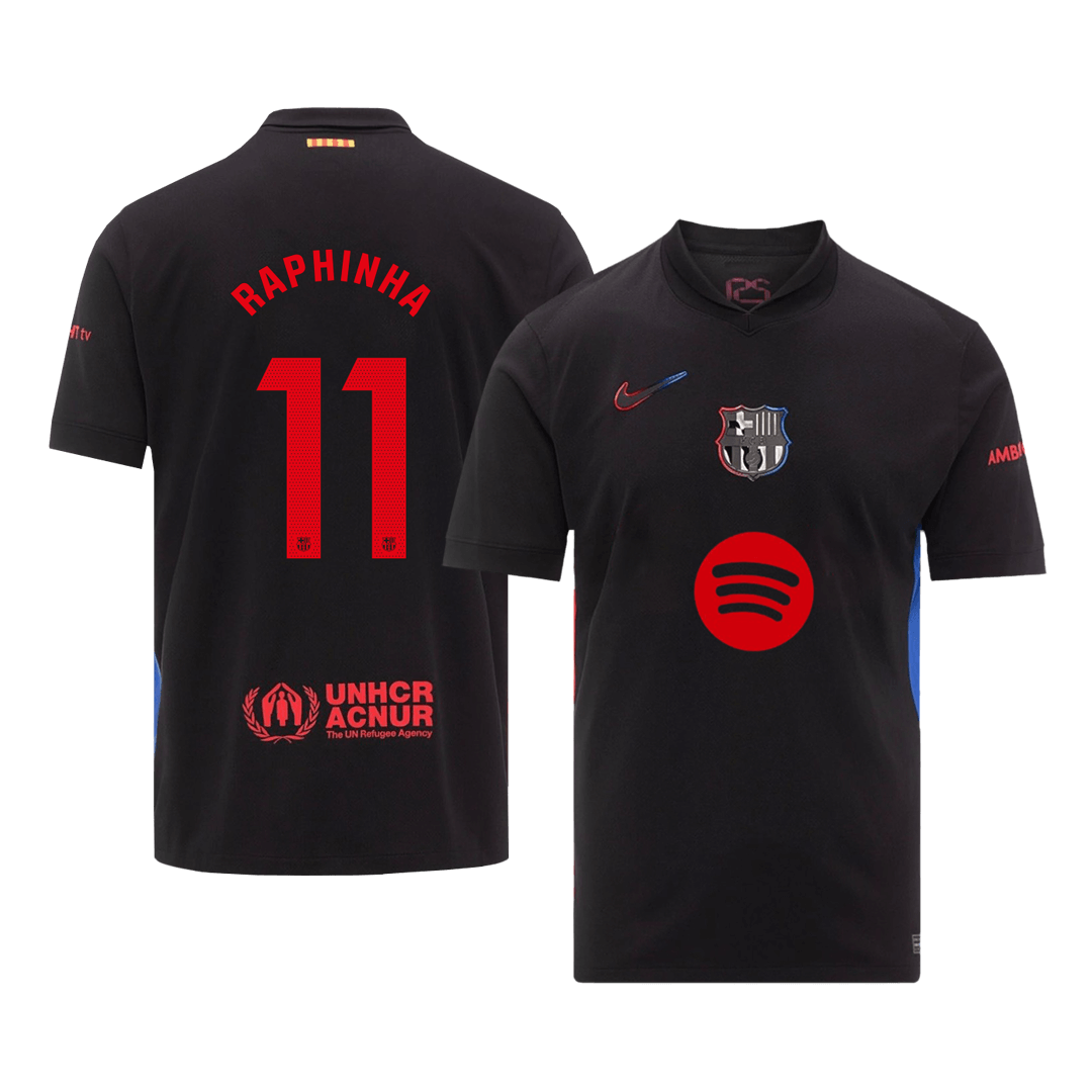 Men's RAPHINHA #11 Barcelona Away Soccer Jersey Shirt Spotify Logo Without Text- Fan Version - Pro Jersey Shop