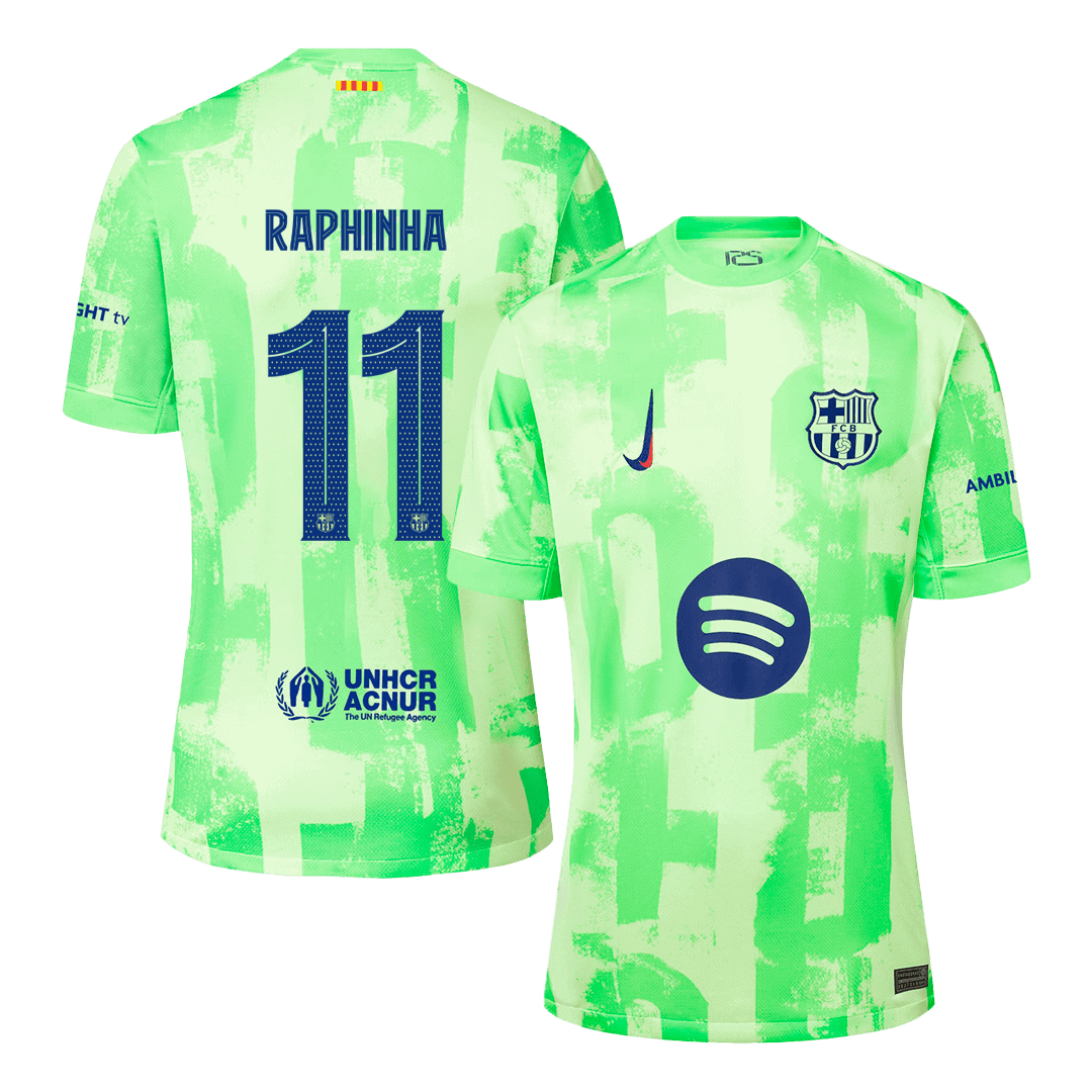 Premium Quality Men's RAPHINHA #11 Barcelona Third Away Soccer Jersey Shirt Spotify Logo Without Text- Fan Version - Pro Jersey Shop