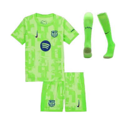 UCL Kids Barcelona Third Away Soccer Jersey Whole Kit (Jersey+Shorts+Socks) 2024/25 Spotify Logo Without Text - Pro Jersey Shop