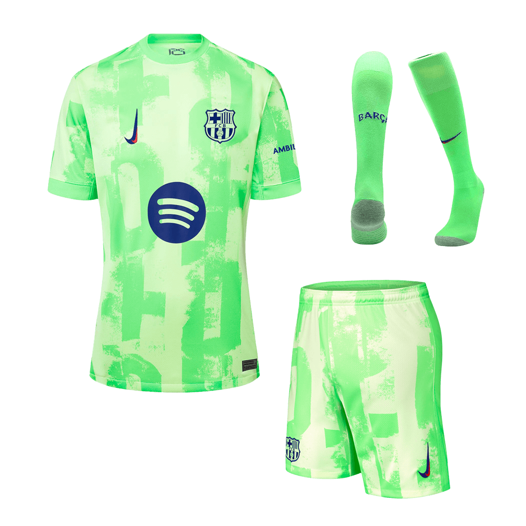 Premium Quality Men's Barcelona Third Away Soccer Jersey Whole Kit (Jersey+Shorts+Socks) Spotify Logo Without Text - Pro Jersey Shop