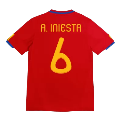 Men's Retro 2010 World Cup A. INIESTA #6 Spain Home Soccer Jersey Shirt - Pro Jersey Shop