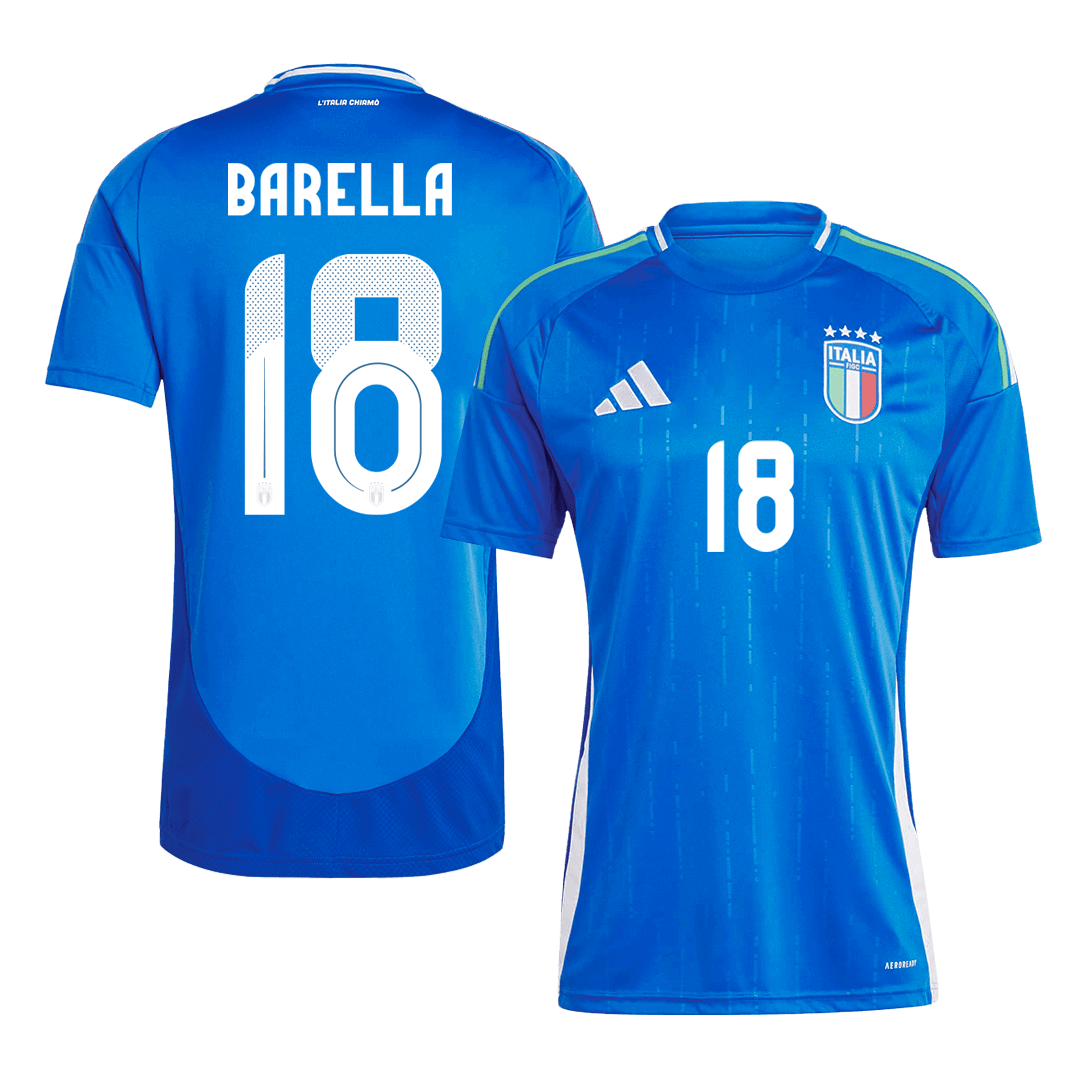 Premium Quality Men's BARELLA #18 Italy Home Soccer Jersey Shirt Euro - Fan Version - Pro Jersey Shop