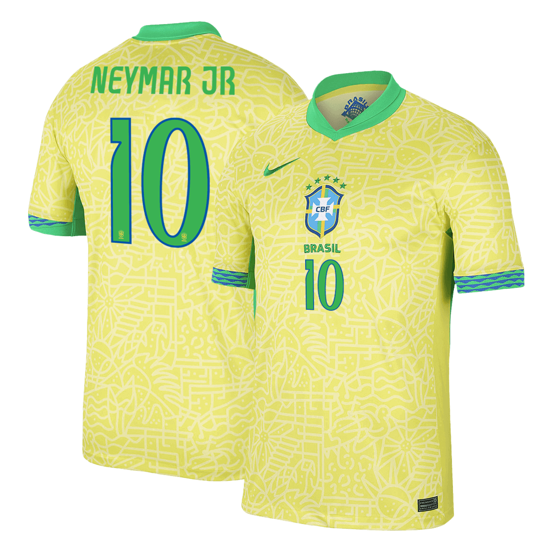 Premium Quality Men's NEYMAR JR #10 Brazil Home Soccer Jersey Shirt - Fan Version - Pro Jersey Shop
