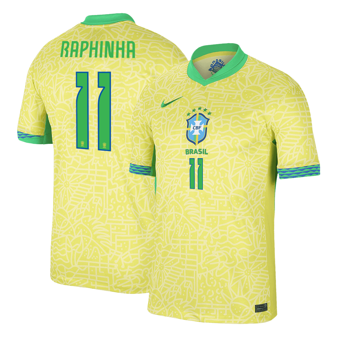 Premium Quality Men's RAPHINHA #11 Brazil Home Soccer Jersey Shirt COPA AMÉRICA - Fan Version - Pro Jersey Shop
