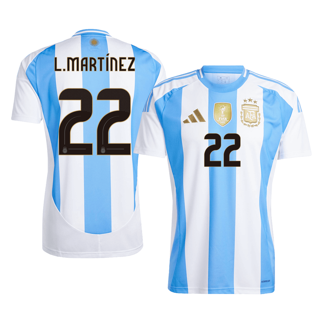 Premium Quality Men's L.MARTÍNEZ #22 Argentina Home Soccer Jersey Shirt - Fan Version - Pro Jersey Shop