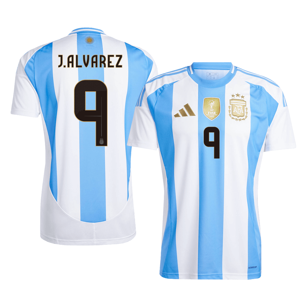 Premium Quality Men's J.ALVAREZ #9 Argentina Home Soccer Jersey Shirt - Fan Version - Pro Jersey Shop