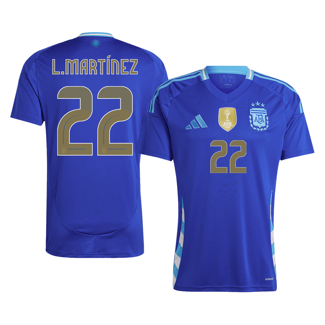 Premium Quality Men's L.MARTÍNEZ #22 Argentina Away Soccer Jersey Shirt - Fan Version - Pro Jersey Shop