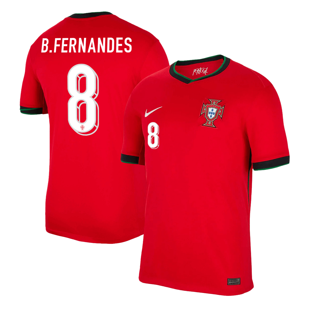 Premium Quality Men's B.FERNANDES #8 Portugal Home Soccer Jersey Shirt Euro - Fan Version - Pro Jersey Shop