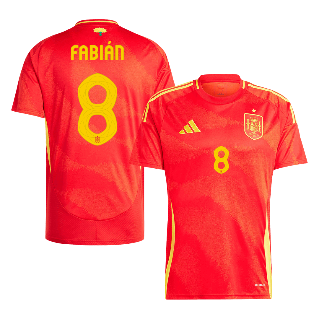 Premium Quality Men's FABIÁN #8 Spain Home Soccer Jersey Shirt Euro - Fan Version - Pro Jersey Shop