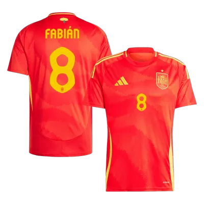 Premium Quality Men's FABIÁN #8 Spain Home Soccer Jersey Shirt Euro 2024 - Fan Version - Pro Jersey Shop