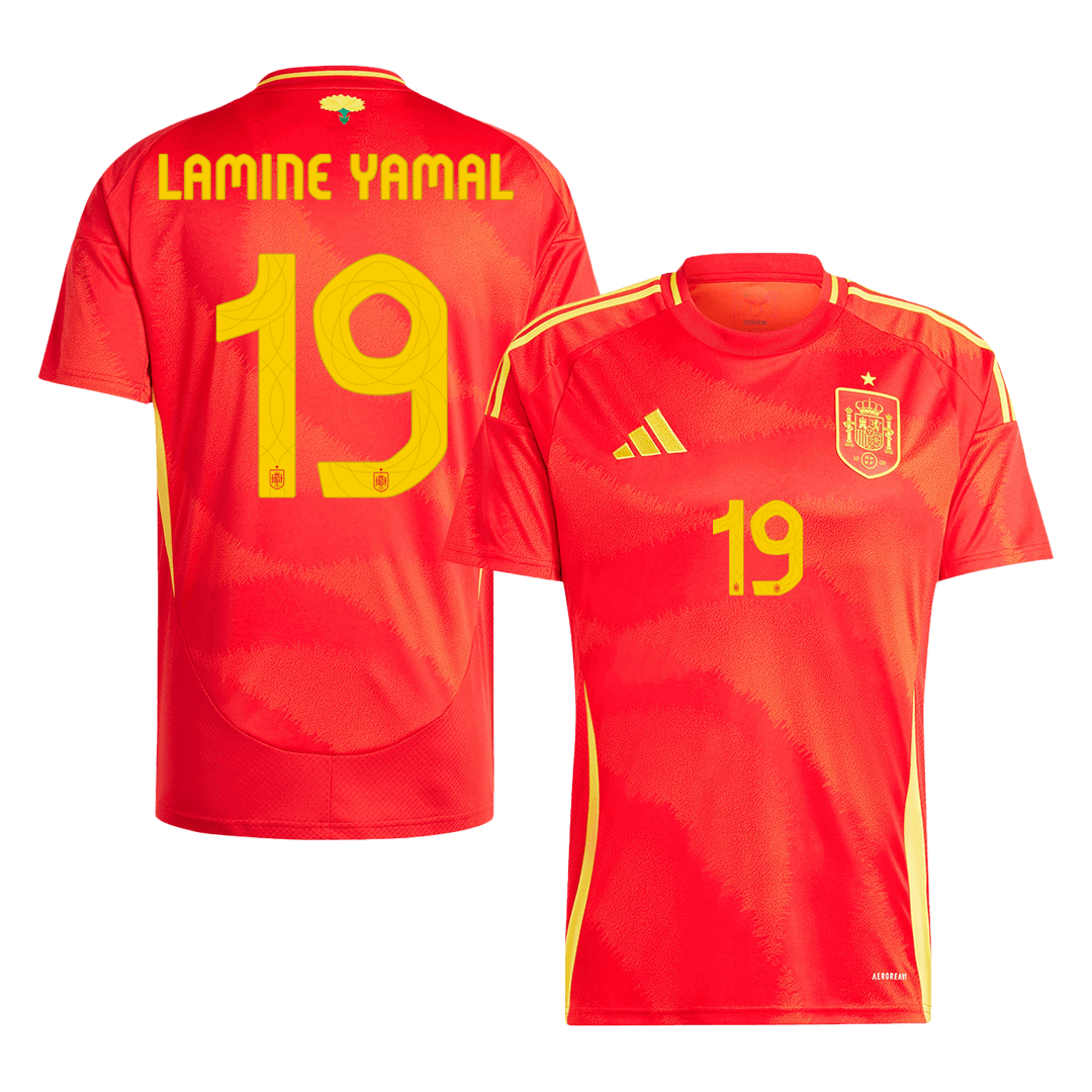 Premium Quality Men's LAMINE YAMAL #19 Spain Home Soccer Jersey Shirt Euro - Fan Version - Pro Jersey Shop