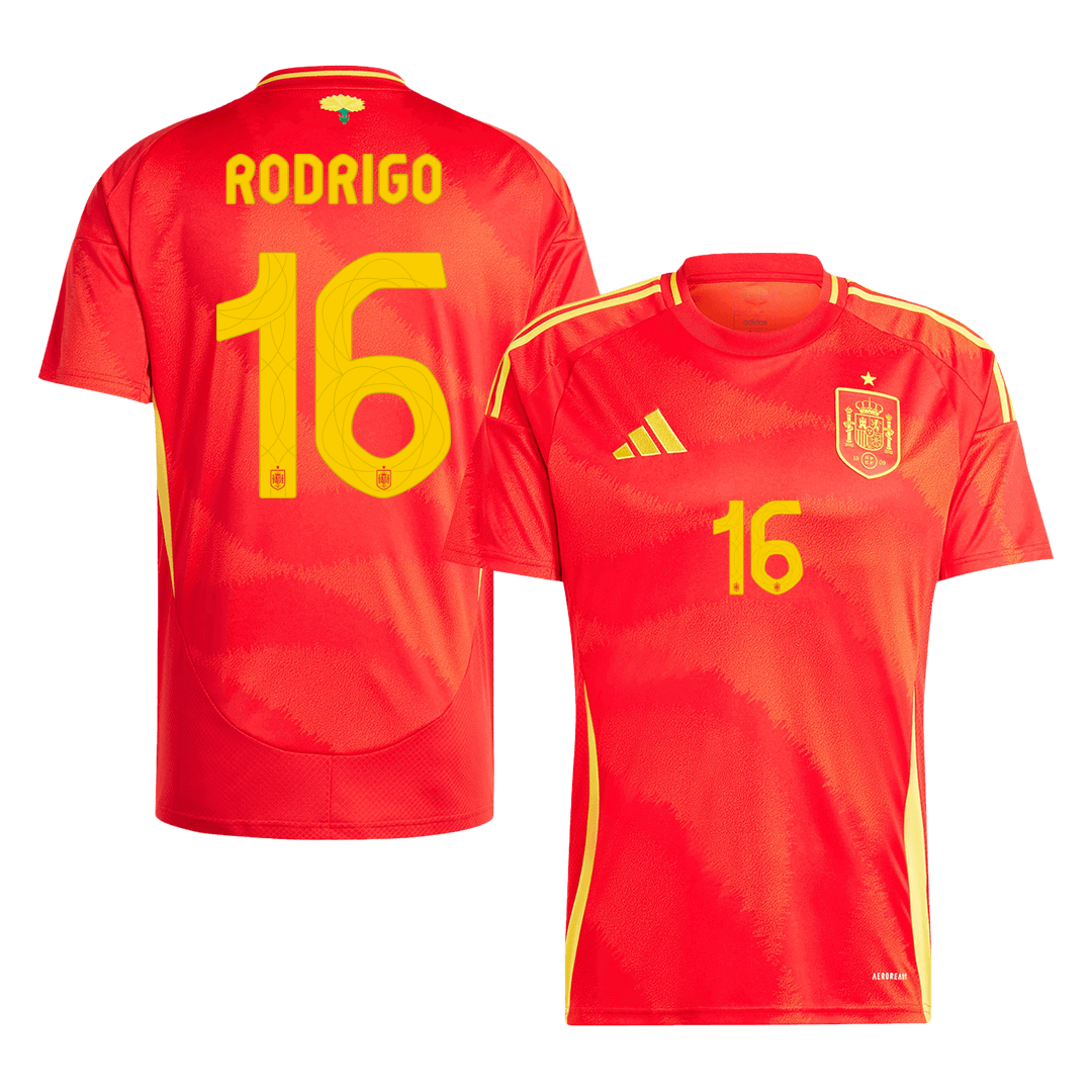 Premium Quality Men's RODRIGO #16 Spain Home Soccer Jersey Shirt Euro - Fan Version - Pro Jersey Shop