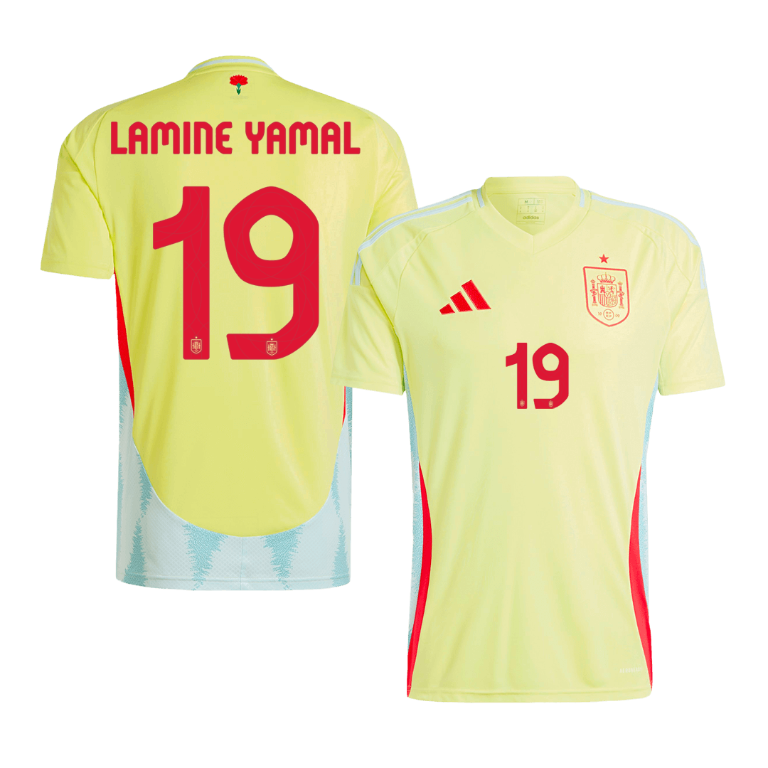 Men's LAMINE YAMAL #19 Spain Away Soccer Jersey Shirt Euro - Fan Version - Pro Jersey Shop