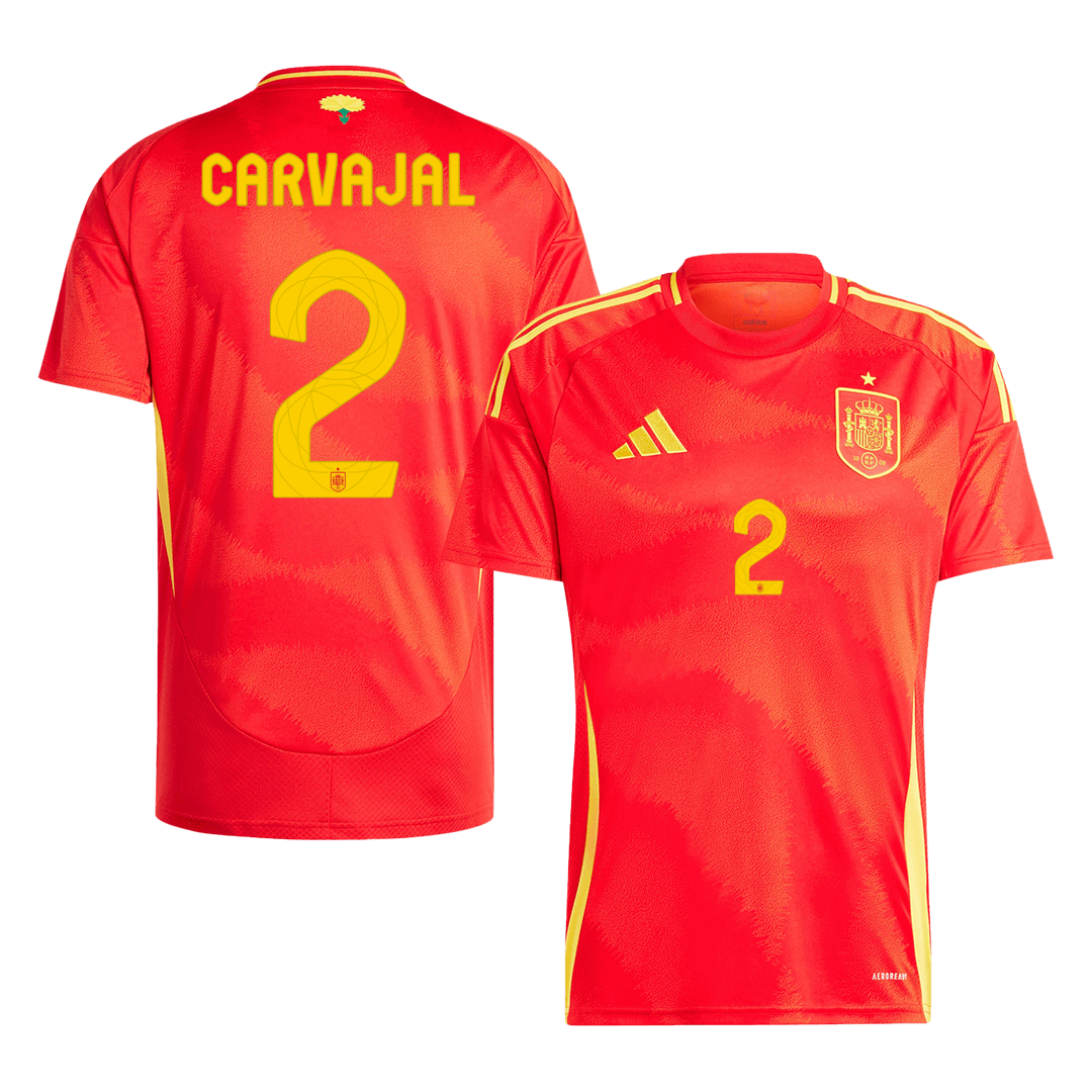 Premium Quality Men's CARVAJAL #2 Spain Home Soccer Jersey Shirt Euro - Fan Version - Pro Jersey Shop