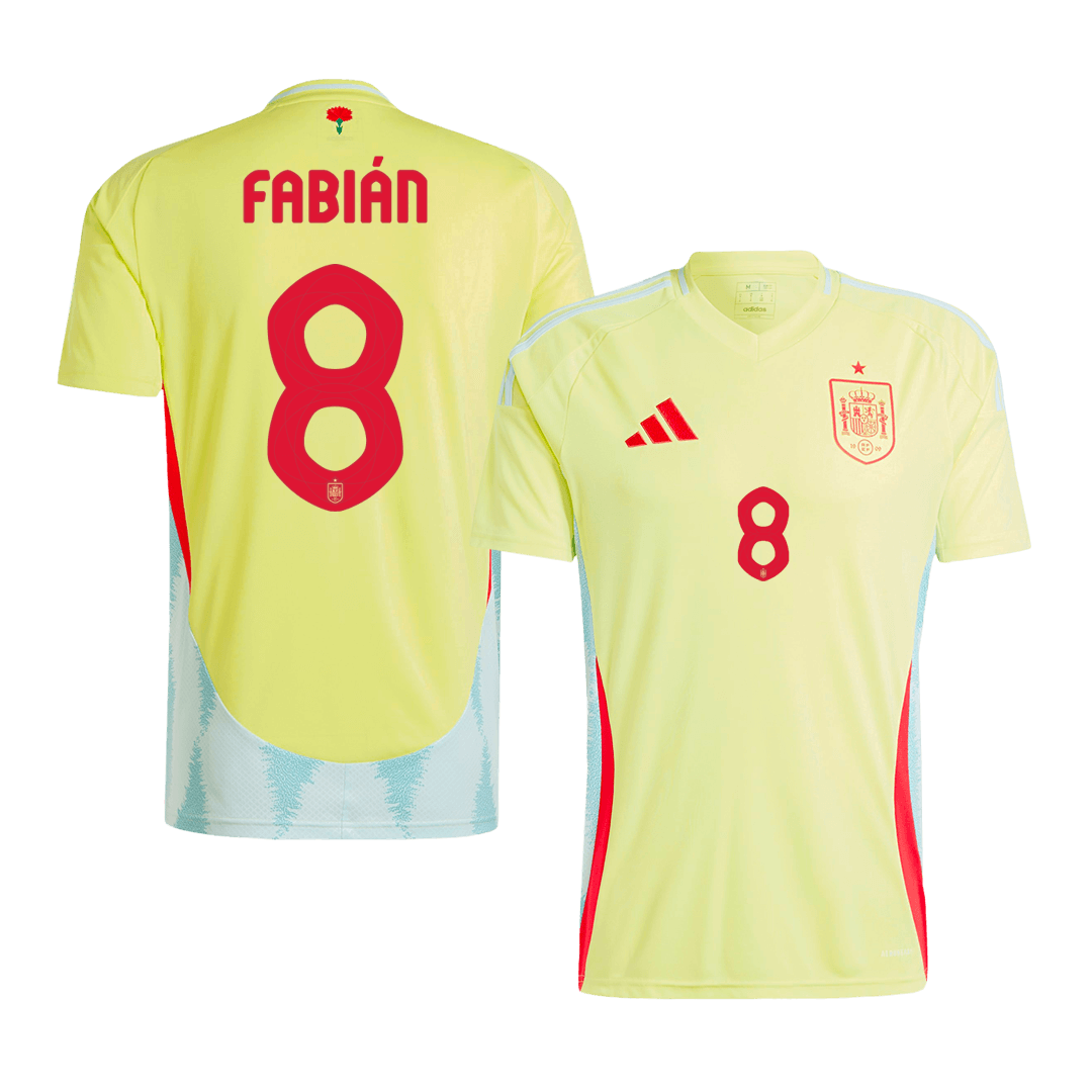 Men's FABIÁN #8 Spain Away Soccer Jersey Shirt Euro - Fan Version - Pro Jersey Shop