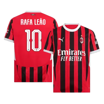 UCL Men's RAFA LEÃO #10 AC Milan Home Soccer Jersey Shirt 2024/25 - Fan Version - Pro Jersey Shop