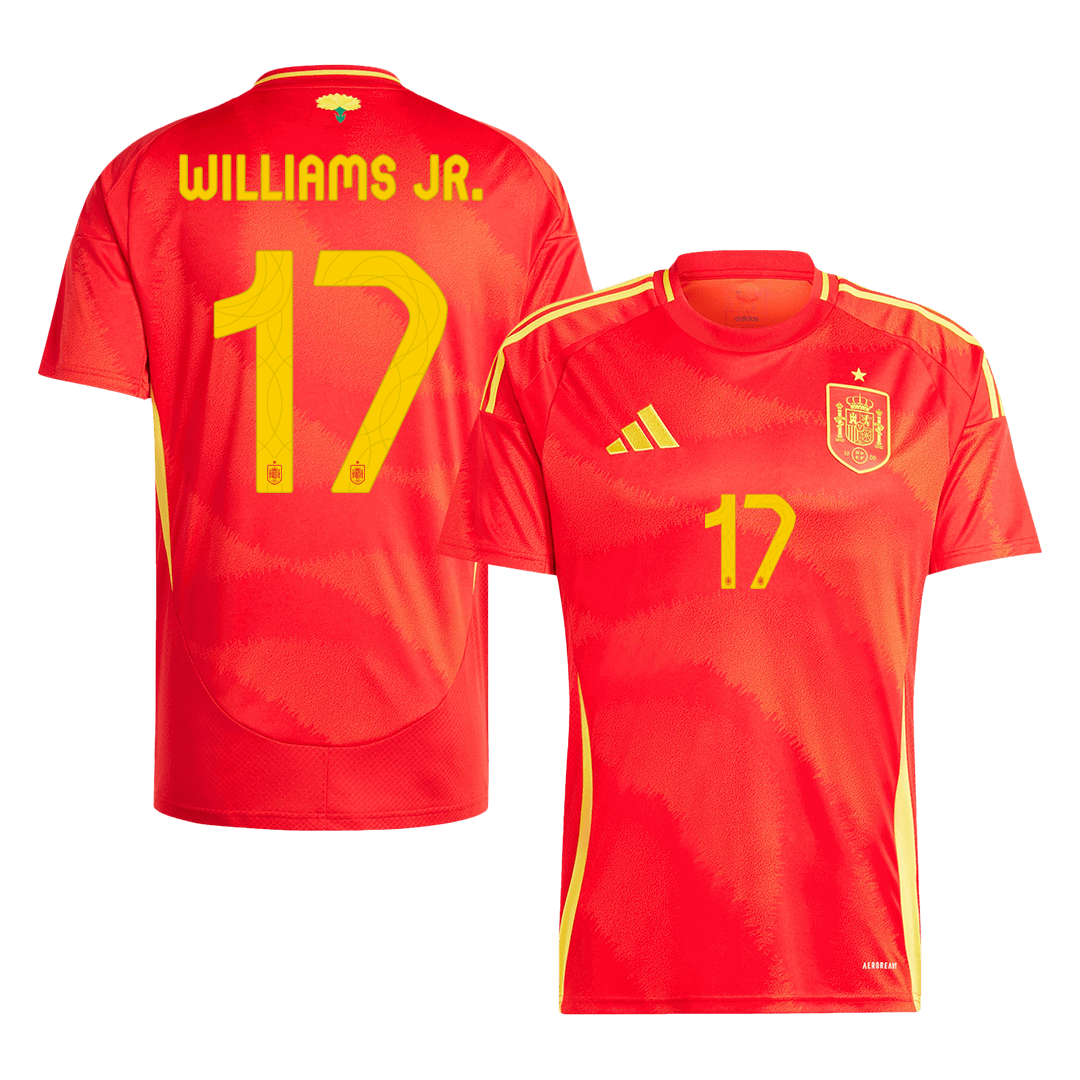 Premium Quality Men's WILLIAMS JR. #17 Spain Home Soccer Jersey Shirt Euro - Fan Version - Pro Jersey Shop