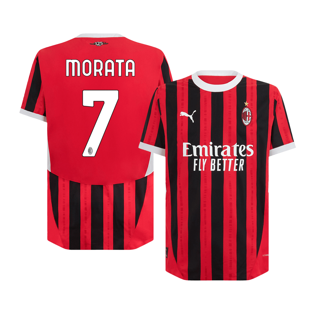Men's Authentic MORATA #7 AC Milan Home Soccer Jersey Shirt - Player Version - Pro Jersey Shop