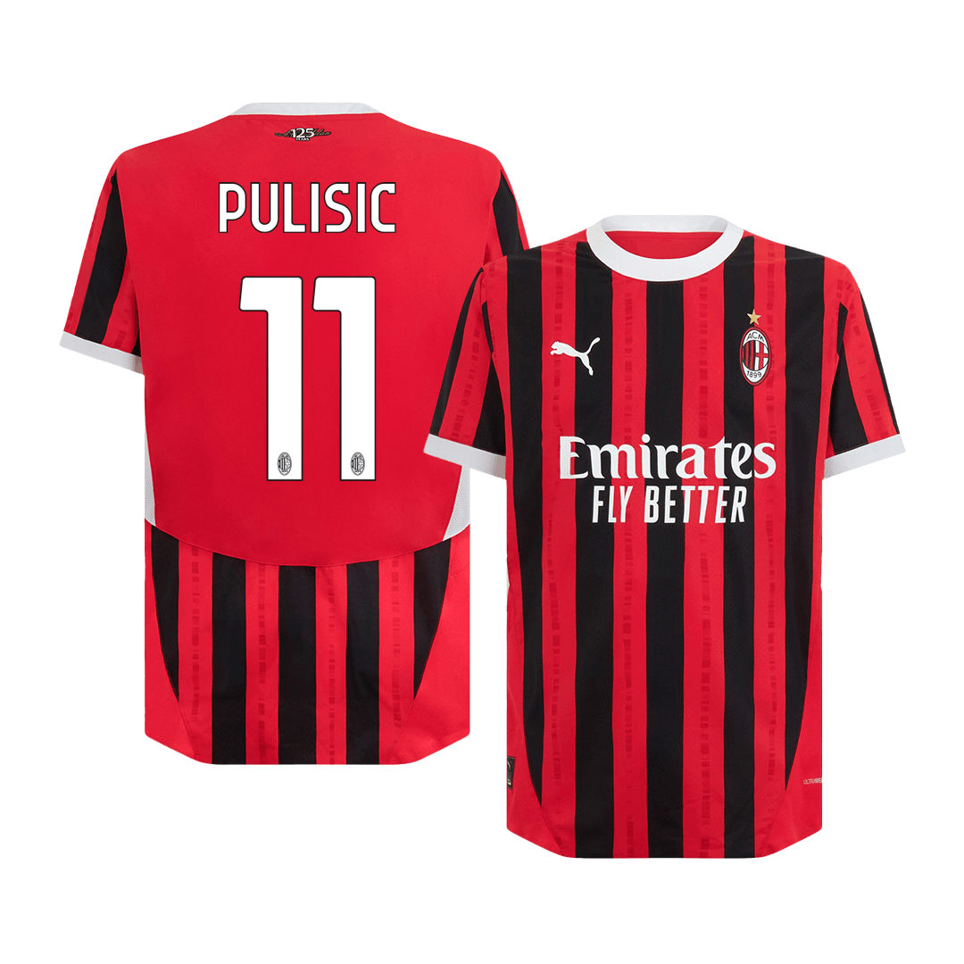 Men's Authentic PULISIC #11 AC Milan Home Soccer Jersey Shirt - Player Version - Pro Jersey Shop