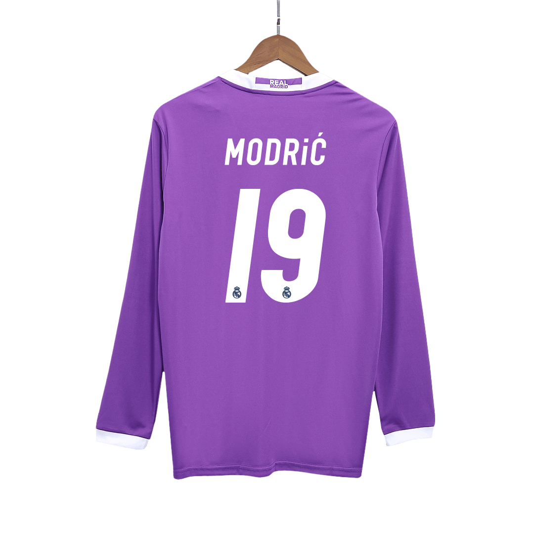 Men's Retro 2016/17 Replica MODRIĆ #19 Real Madrid Away Long Sleeves Soccer Jersey Shirt - Pro Jersey Shop