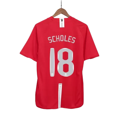 UCL Men's Retro 2007/08 SCHOLES #18 Manchester United Home Soccer Jersey Shirt - Pro Jersey Shop