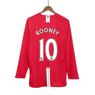 Men's Retro 2007/08 Replica ROONEY #10 Manchester United Home Long Sleeves Soccer Jersey Shirt - Pro Jersey Shop