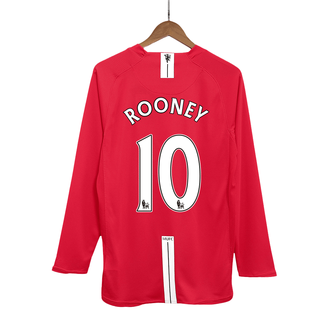 Retro 2007/08 ROONEY #10 Manchester United Home Long Sleeves Soccer Jersey - Pro Jersey Shop