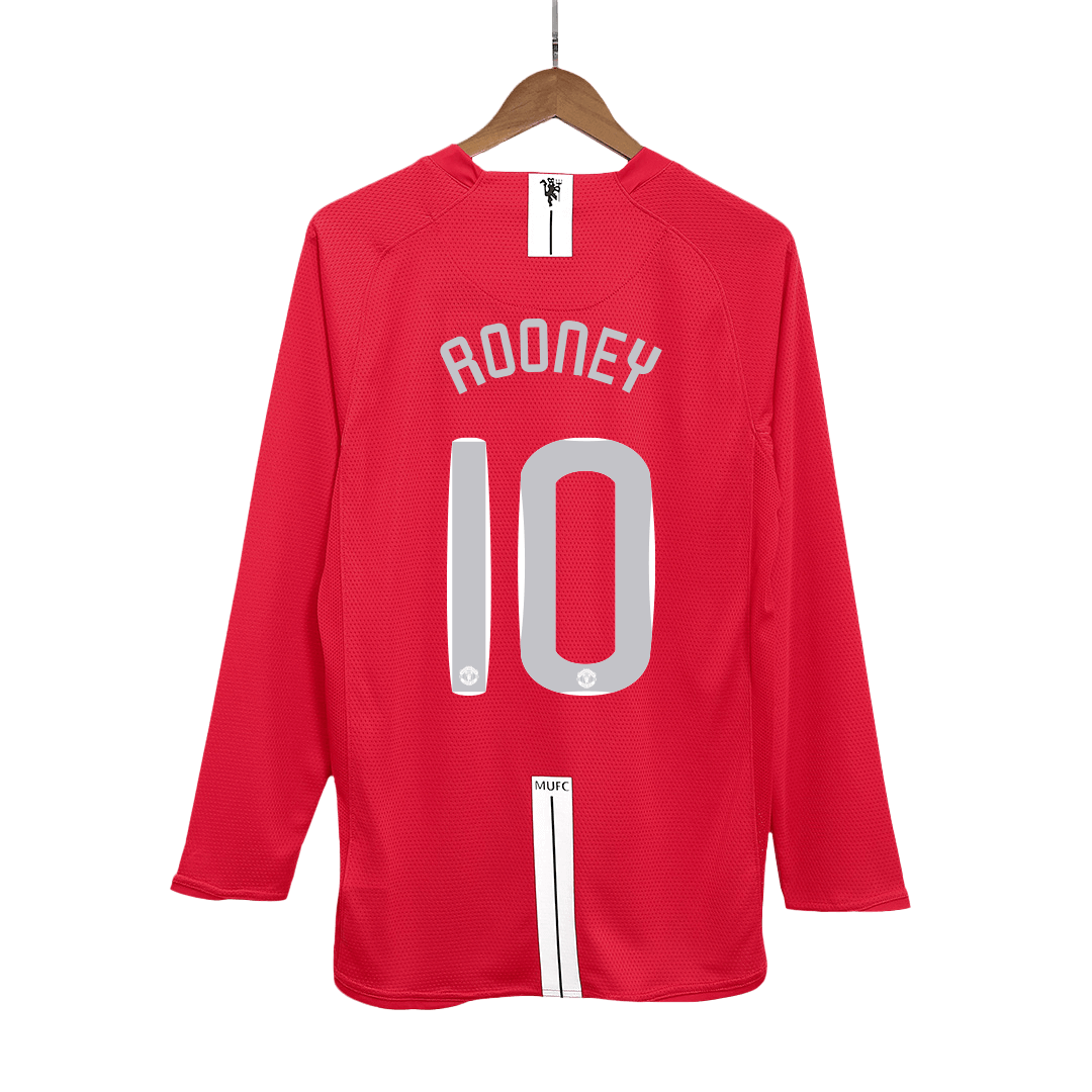 Retro 2007/08 ROONEY #10 Manchester United Home Long Sleeves Soccer Jersey - Pro Jersey Shop