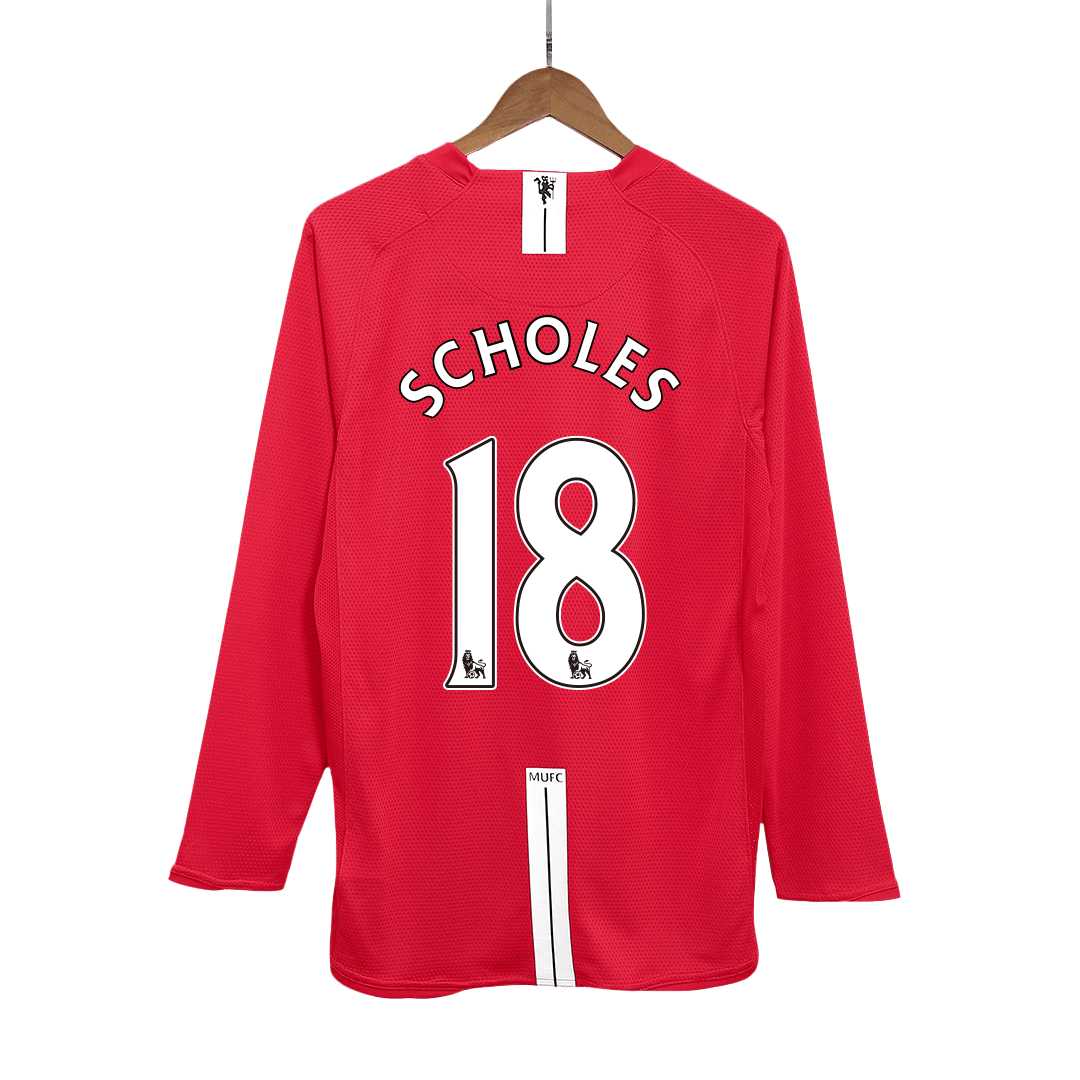 Retro 2007/08 SCHOLES #18 Manchester United Home Long Sleeves Soccer Jersey - Pro Jersey Shop
