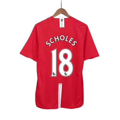 Men's Retro 2007/08 SCHOLES #18 Manchester United Home Soccer Jersey Shirt - Pro Jersey Shop