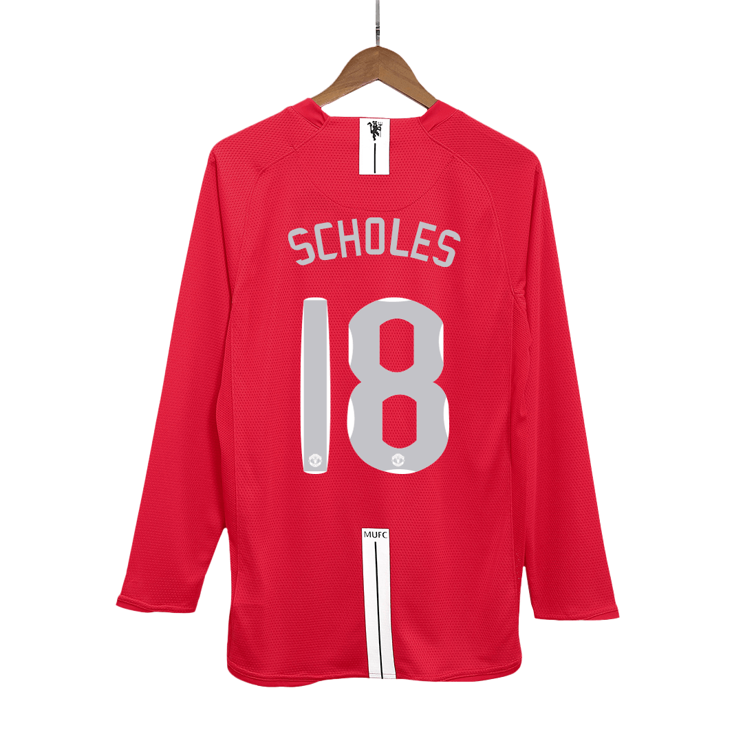Retro 2007/08 SCHOLES #18 Manchester United Home Long Sleeves Soccer Jersey - Pro Jersey Shop
