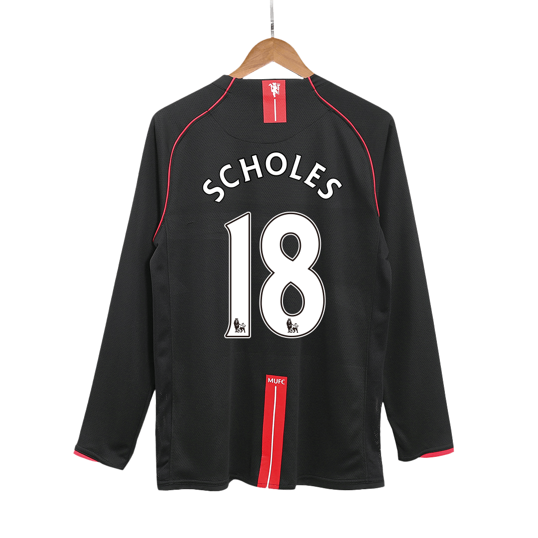 Retro 2007/08 SCHOLES #18 Manchester United Away Long Sleeves Soccer Jersey - Pro Jersey Shop