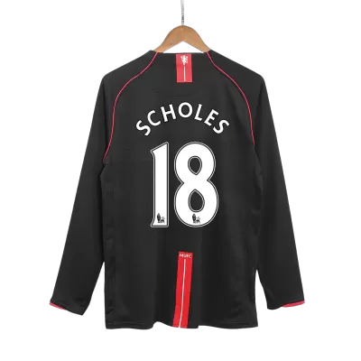 Men's Retro 2007/08 Replica SCHOLES #18 Manchester United Away Long Sleeves Soccer Jersey Shirt - Pro Jersey Shop