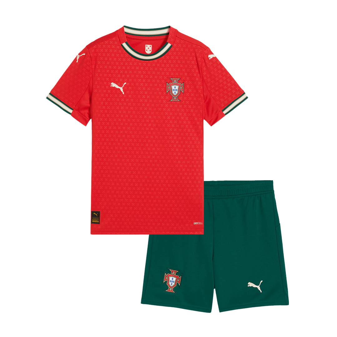 Kids Portugal Home Soccer Jersey Kit (Jersey+Shorts) 2025 - Pro Jersey Shop