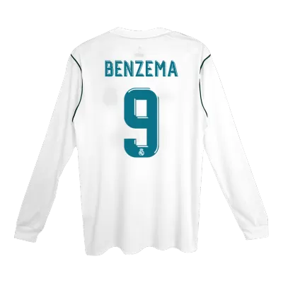 Men's Retro 2017/18 Replica BENZEMA #9 Real Madrid Home Long Sleeves Soccer Jersey Shirt - Pro Jersey Shop