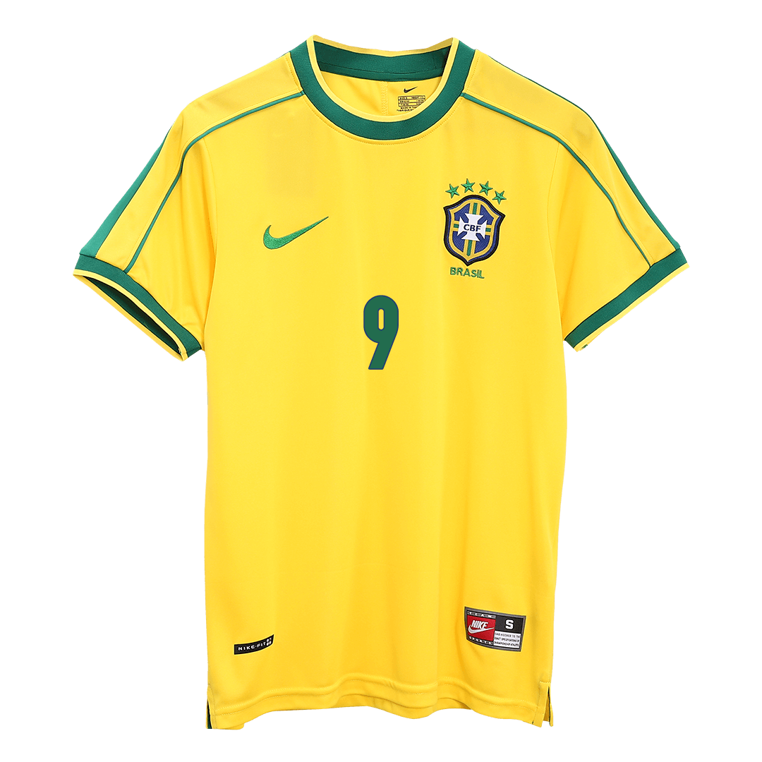 Retro 1998 World Cup RONALDO #9 Brazil Home Soccer Jersey - Pro Jersey Shop
