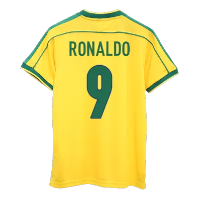 Men's Retro 1998 World Cup RONALDO #9 Brazil Home Soccer Jersey Shirt - Pro Jersey Shop