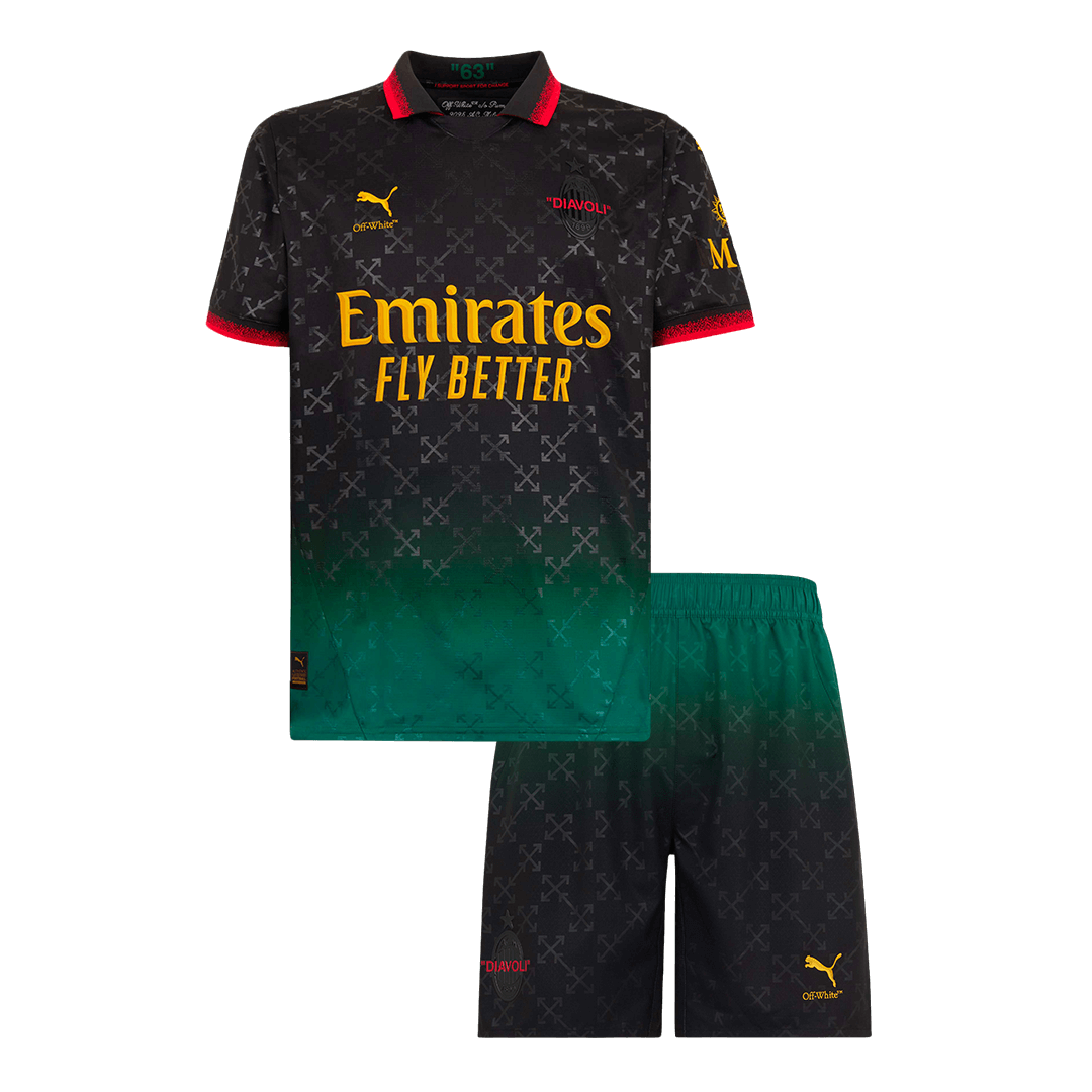 Kids AC Milan Fourth Away Soccer Jersey Kit (Jersey+Shorts) - Pro Jersey Shop