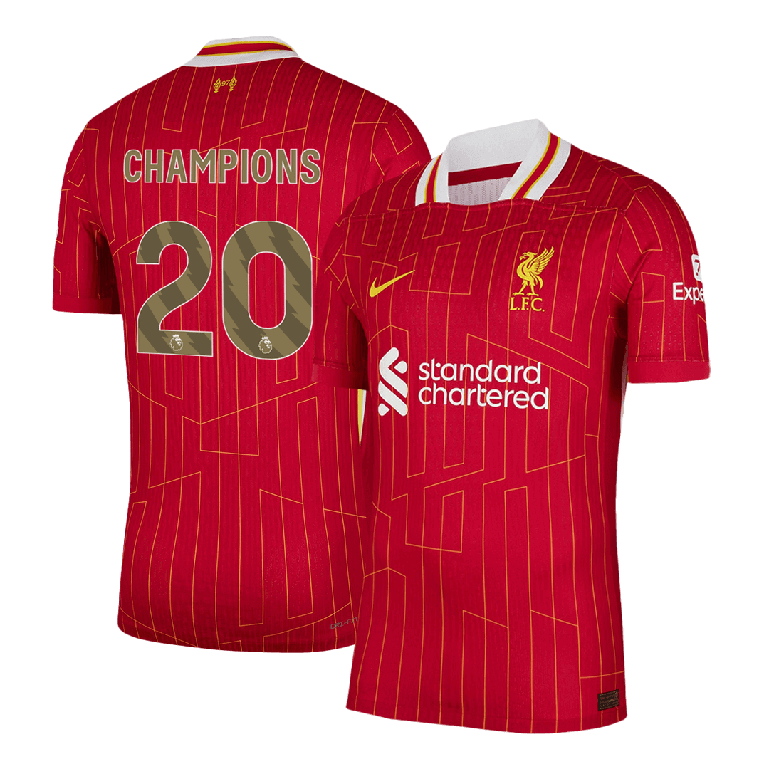 Men's Authentic CHAMPIONS #20 Liverpool Home Soccer Jersey Shirt - Player Version - Pro Jersey Shop
