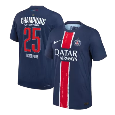 Men's Authentic CHAMPIONS #25 PSG Home Soccer Jersey Shirt 2024/25 - Player Version - Pro Jersey Shop