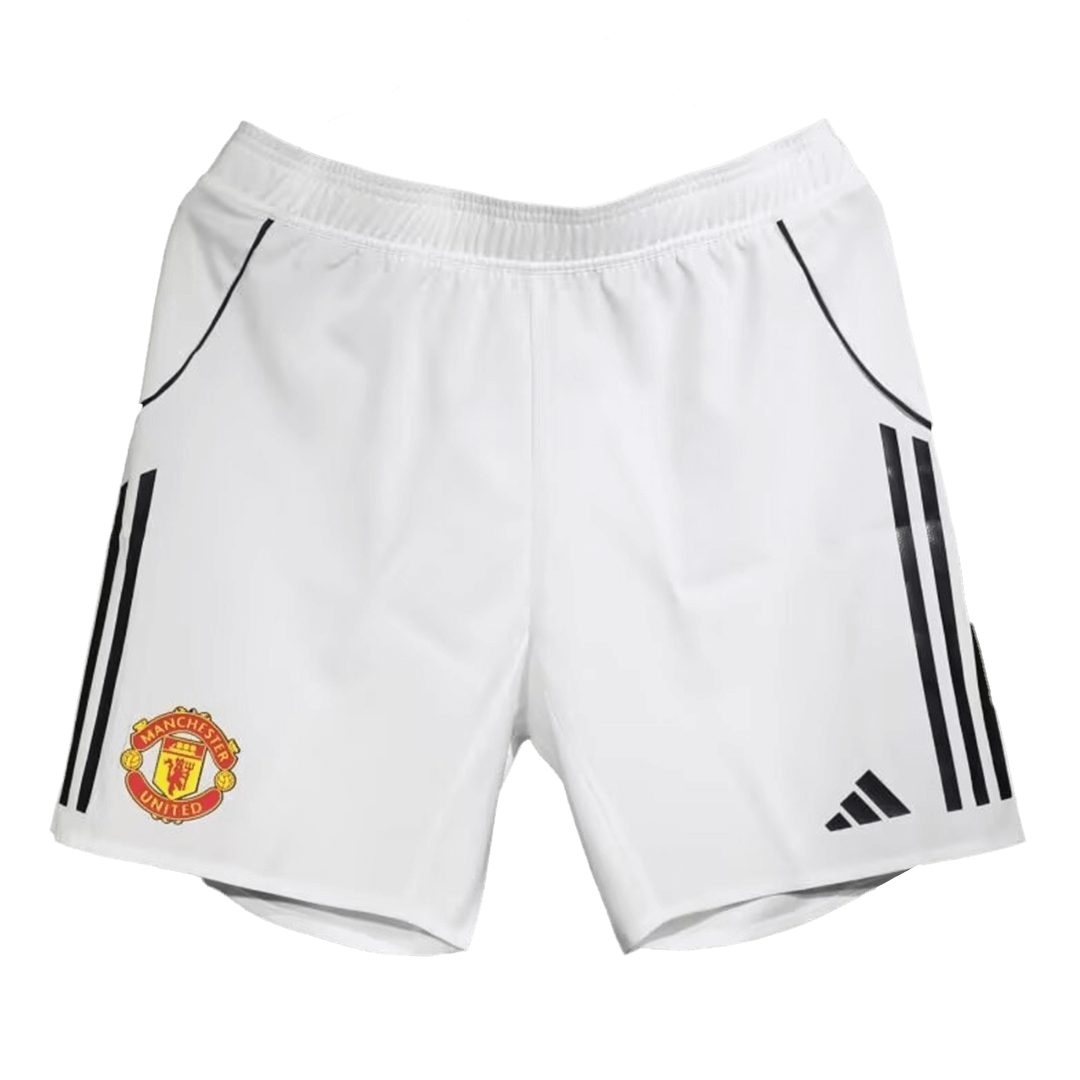 Authentic Manchester United Home Soccer Shorts 25/26 White - Pro Jersey Shop