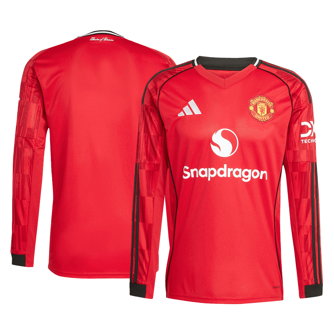Manchester United Home Soccer Long Sleeves Fan Jersey 2025/26 - Pro Jersey Shop