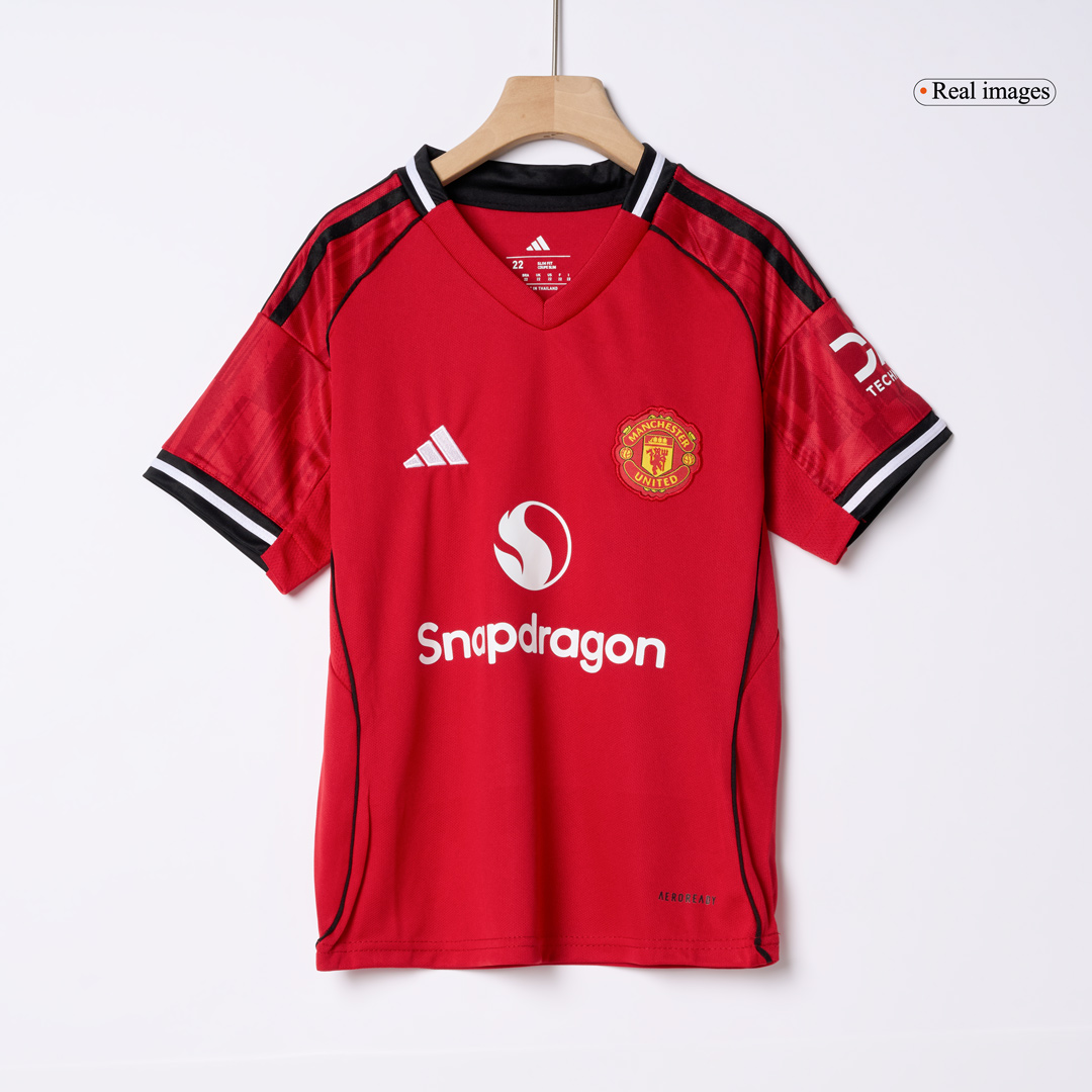Kids Manchester United Home Soccer Jersey Kit 2025/26 - Pro Jersey Shop