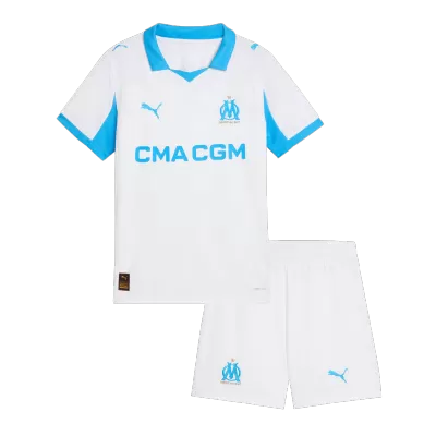 Kids Marseille Home Soccer Jersey Kit (Jersey+Shorts) 2025/26 - Pro Jersey Shop