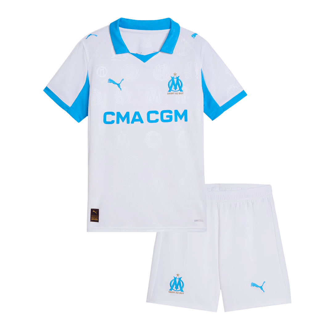 Kids Marseille Home Soccer Jersey Kit 2025/26 - Pro Jersey Shop