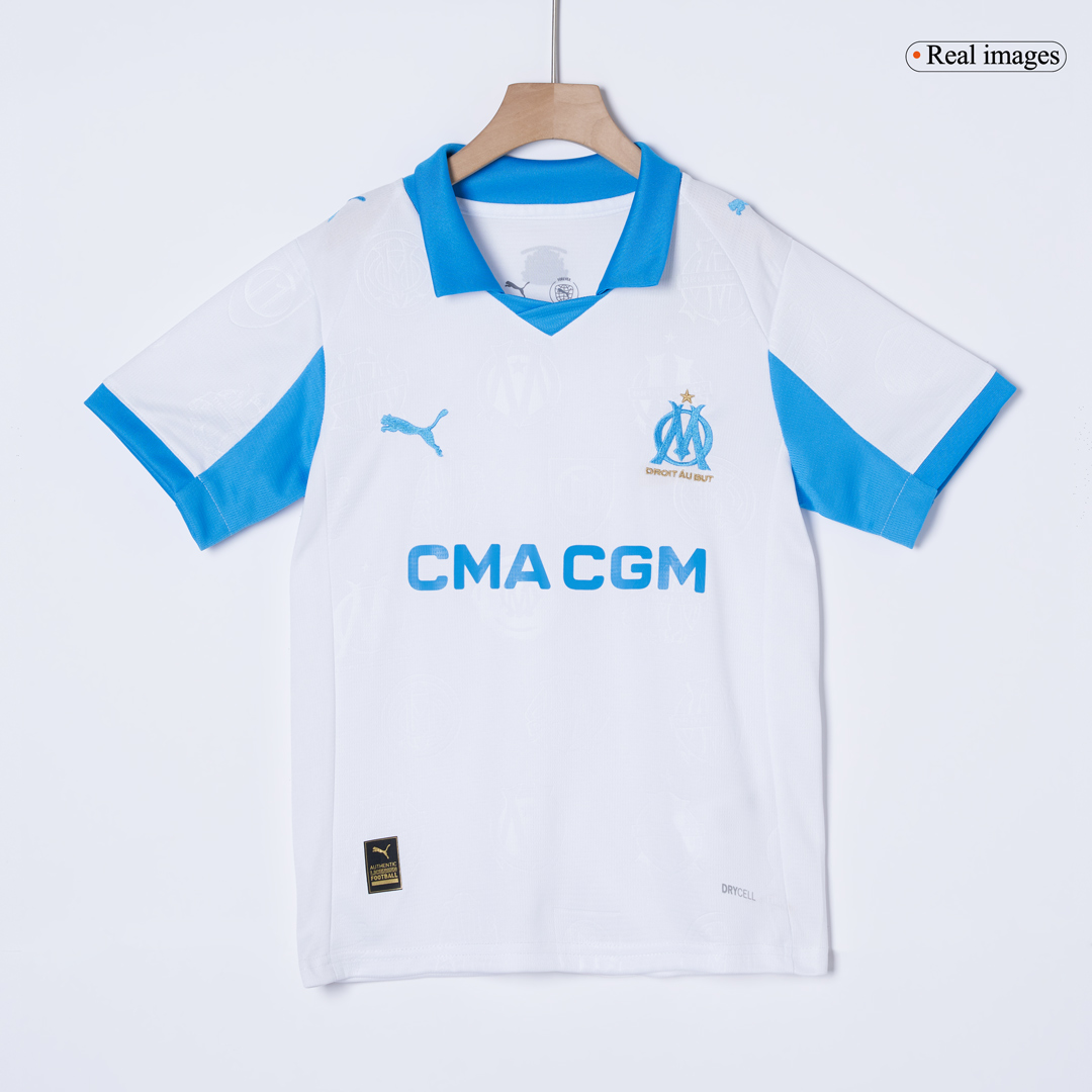 Kids Marseille Home Soccer Jersey Kit 2025/26 - Pro Jersey Shop