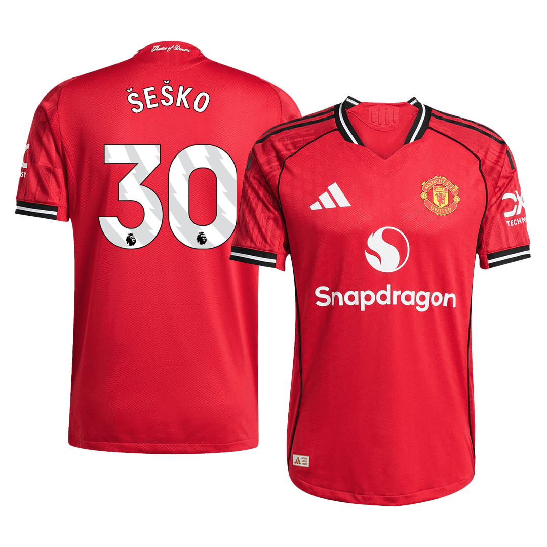 Manchester United ŠEŠKO #30 Home Soccer Match Jersey 2025/26 - Pro Jersey Shop