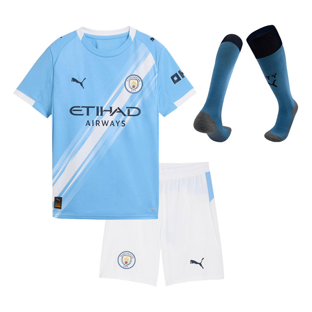 Kids Manchester City Home Soccer Jersey Full Kit 2025/26 - Pro Jersey Shop