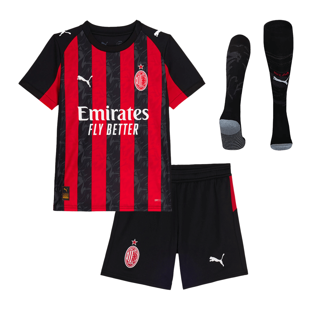 Kids AC Milan Home Soccer Jersey Full Kit 2025/26 - Pro Jersey Shop