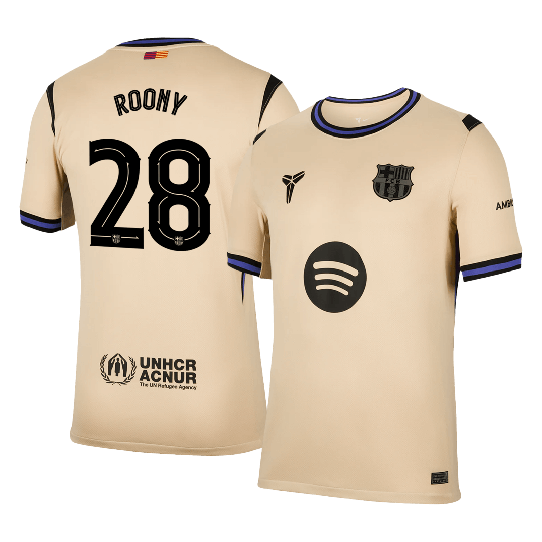 Barcelona ROONY #28 Away Soccer Fan Jersey 2025/26 - UCL - Pro Jersey Shop
